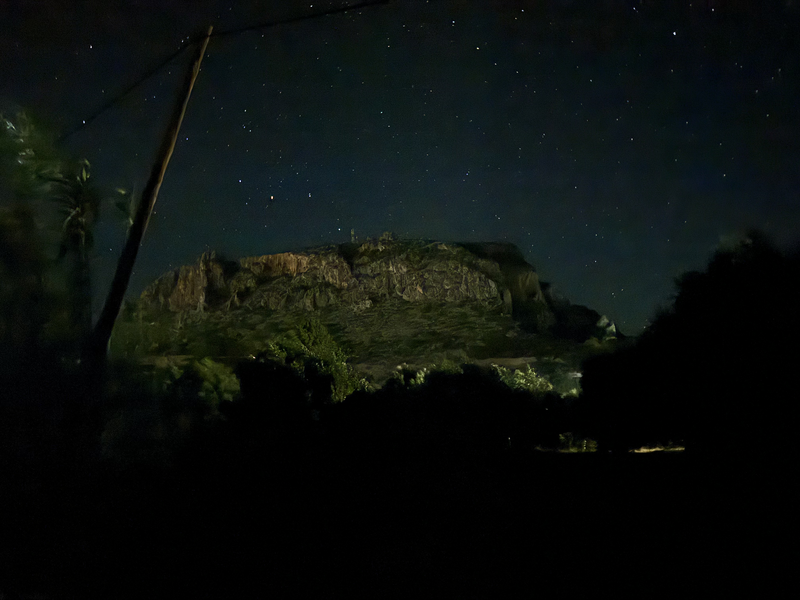 Photo of a butte at night in Paleochora